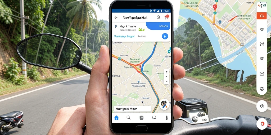 Tampilan antarmuka aplikasi Navigasi Motor yang intuitif.