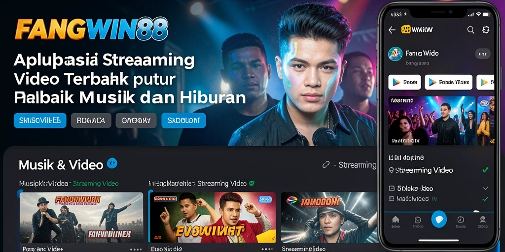 Tampilan antarmuka aplikasi FANGWIN88 yang user-friendly untuk Streaming Video.