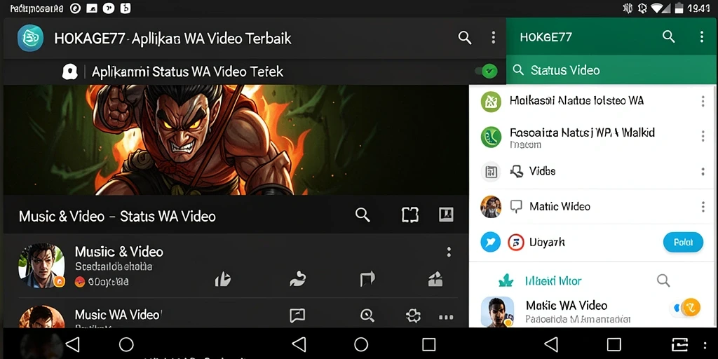 Tampilan antarmuka HOKAGE77 dengan berbagai pilihan video status WA.