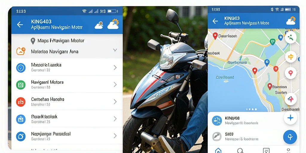 Tampilan antarmuka aplikasi KING403 dengan fitur navigasi motor yang jelas.