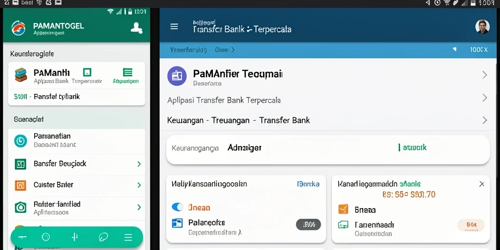 Tampilan antarmuka aplikasi Transfer Bank PAMANTOGEL yang modern dan intuitif.