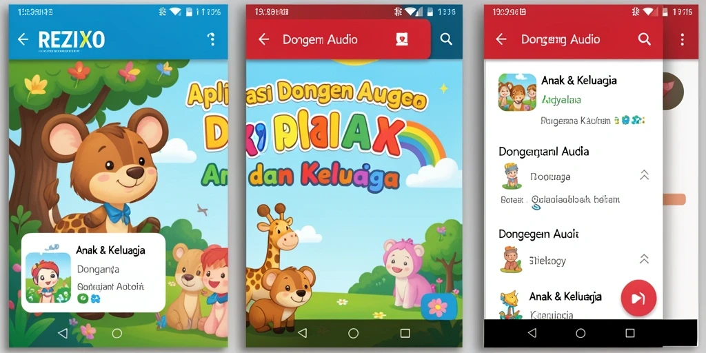 Tampilan antarmuka sederhana dan menarik dari aplikasi Dongeng Audio.
