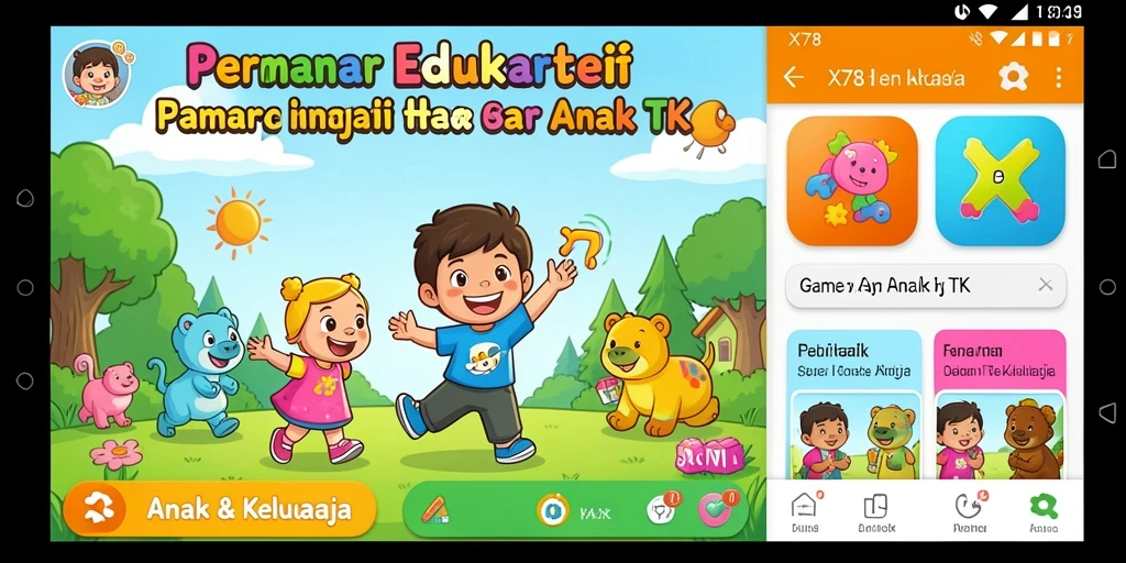 Tampilan antarmuka permainan edukatif yang menarik dalam X78.